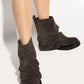 Women's New Autumn and Winter Calf Boots with Pleated Thick High Heels and Fashionable Oversized Street Leather Mid Leg Boots
