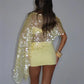 Women Sparkly Sequin Mesh Cape Cover Up Irregular Hem Sheer Fishnet Poncho Shawl For Party Rave Festival Tops