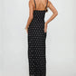 Women Long Dress Polka Dots Print V-Neck Sleeveless Cami Dress Summer Fashion Spaghetti Strap Bodycon Maxi Dress