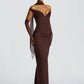 Scarf Collar Off-shoulder Sexy Maxi Dress Women Gown Fashion With Sleeve Strapless Backless Club Party Long Dresses