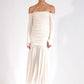 Off-shoulder Strapless Sexy Maxi Dress Women Summer New Patchwork Backless Long Sleeve Pleated Long Dress Elegant