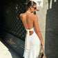 Halter Neck Open Back Midi Dresses for Woman Clothing Elegant Summer A Shape Dress C0-BH30