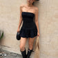 Folds Dress Women Chest Wrap Sleeveless Skinny Summer Fashion Sexy Midnight Simple Classic Prom Party Mini Bodycon