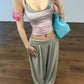 Simple Two Tops Women Mini Low-Neck Camisole+High Elasticity Solid Sexy Hottie Midnight Street Summer Classic Outfit