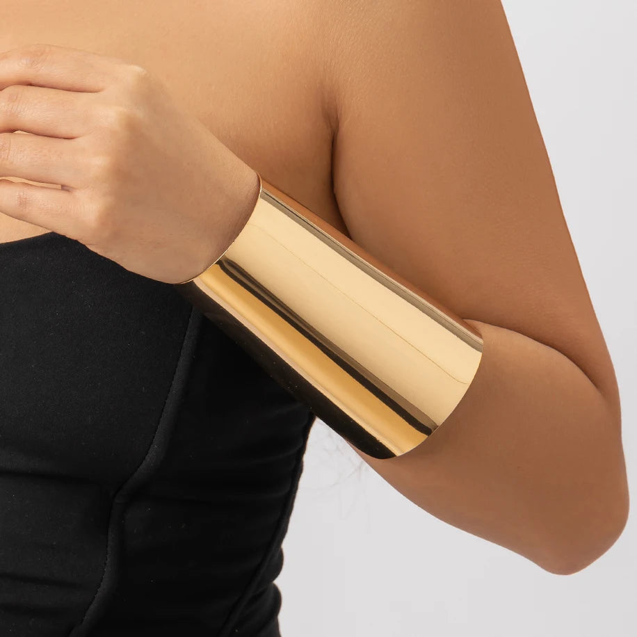 Exaggerated Chunky Metal Wire Torques Choker Necklace Women Collar Punk Gold Color Wide Smooth Chain Jewelry Bijoux Steampunk