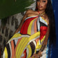 Colorful Patchwork Mini Dress Woman Metal Ring Halter Off Shoulder Backless Summer Beach Party Ruched Elegant Bodycon