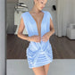 Women Backless Deep V Twist Knot Bodycon Mini Dress Sleeveless Ruched Waist Cutout Slim Party Vacation Tight Dress