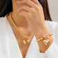 2Pcs Creative Punk Big Love Heart OT Buckle Pendant Choker Necklace Women Vintage CCB Beads Chain Bracelets Grunge Jewelry Set
