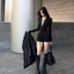 Deep V Neck Lace Up Long Sleeve Short Jumpsuit Gray Black Sexy Romper Fall Clothes for Woman One Piece Outfit