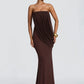Strapless Draped Sexy Maxi Dress Elegant Bodycon Long Evening Party Dress Sleeveless Pleated Formal Wedding Guest Dress