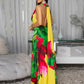 Colorful Print Dress Women Y2K Swing Collar Sleeveless Elegant Backless Trend Banquet Hipster Vacation Party Vestidos