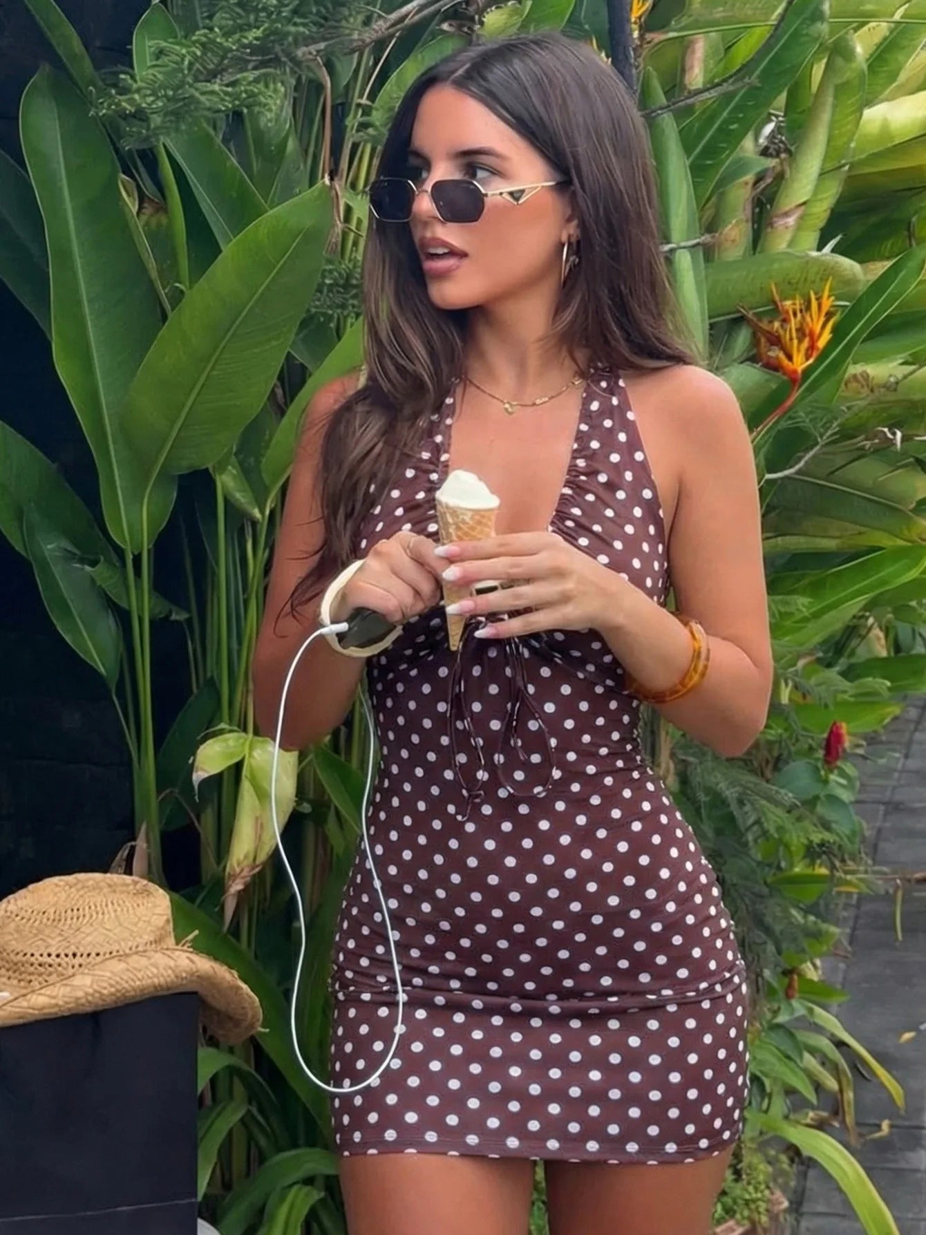 Polka Dot Summer Dress for Woman 2026 Fashion Sexy Halter Neck Backless Mini Bodycon Dresses