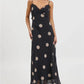 Women Summer Y2k Chiffon Maxi Dress V Neck Sleeveless Backless Polka Dot Print Ruffles Club Party Vacation Bodycon Dress