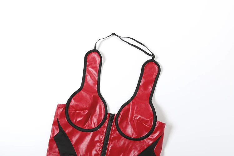 Sexy Faux Leather Camisole Women Y2K Hipster Zip Backless Sleeveless Wild Streetwear Basic Beach Vacation Trend Vest