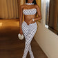 Summer 2 Piece Set Women Tracksuit Dot Print Sexy Halter Tank Tops+Slim Leggings Matching Streetwear Stretch Outfits