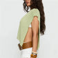 Women Knit Poncho Tops Summer Fashion Solid Color Off One Shoulder Loose Fit Asymmetric Cover Up Shawl Blouse