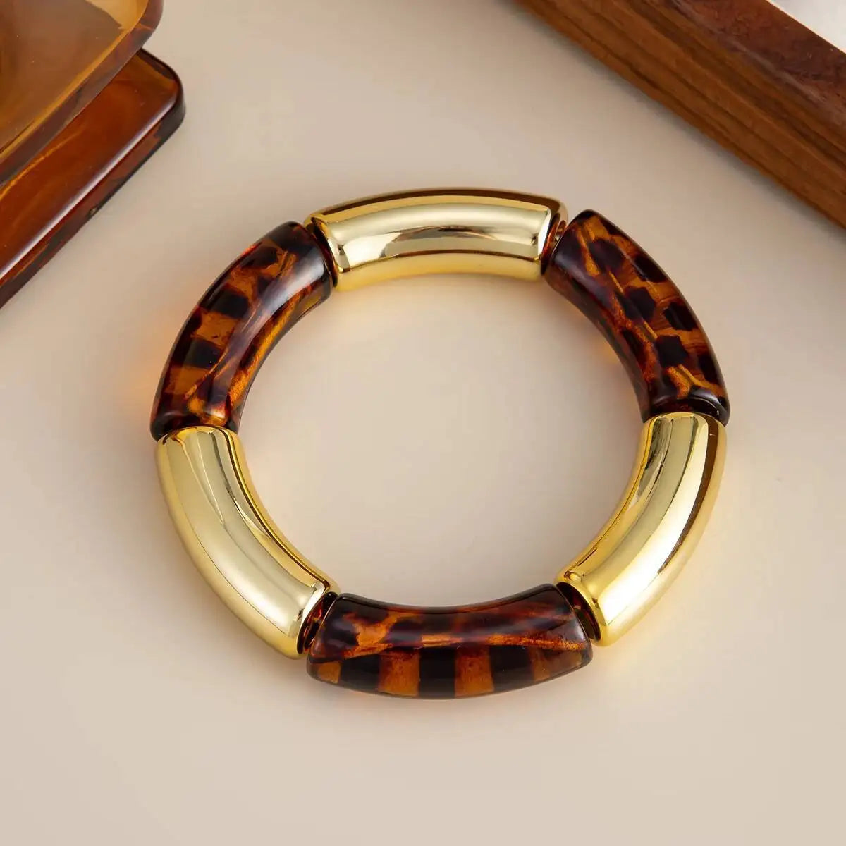 8 Styles Vintage Resin Round Tube Elastic Bracelet for Women Bohemian Stackable Acrylic Bracelet Bangle Party Jewelry New