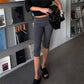 Low Rise Fold Over Studded Detail Skinny Pants Women Eyelet Waistband Capri Leggings Y2K Aesthetic Punk Streetwear