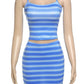 Stripe Print 2-Piece Set Women Simple Backless Classic Tank Top+Simple Skirt Skinny Casual Summer Trend Matching Suit