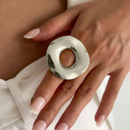 Creative Unique Metal Petal Flower Branch Open Ring Women Punk Gold Color Geometric Adjustable Rings Y2K Couple Jewelry