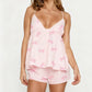 Women's Summer Pajamas Set Stylish Y2K Vintage Print V Neck Camisole Tops with Shorts Casual Lounge Wear 2 Pcs Set