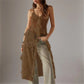 Women Split Front Sheer Flowy Long Cami Shirt Tank Top Sleeveless Spaghetti Strap Maxi Dress See Thru Beach Cover up