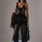 Women Split Front Sheer Flowy Long Cami Shirt Tank Top Sleeveless Spaghetti Strap Maxi Dress See Thru Beach Cover up
