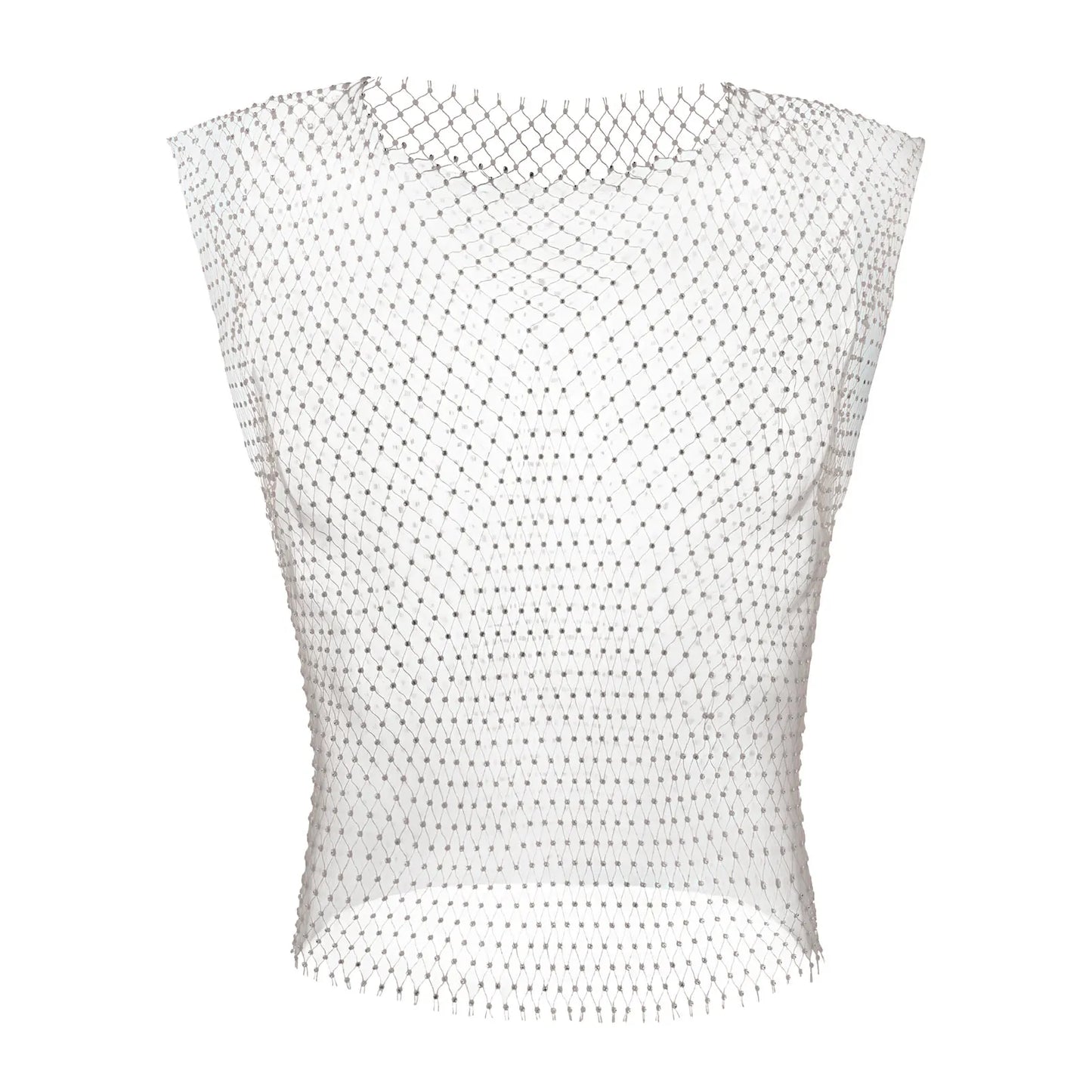 Men Fishnet Sexy Tank Tops Man Rhinestone Shiny See-Through Hollow Vest Mesh Sleeveless T-Shirt Transparent Clothing Clubwear