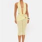 Mesh Patchwork 2 Piece Ste Woman Halter Swing Collar Backless Tank Tops+Metal Trim Elastic Waist Shorts Sexy Fashion Suits