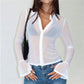 Sheer Button Down Shirts for Women See Through Mesh Long Sleeve Button Up Blouse Shirt Sexy Going Out Tops Streetwear