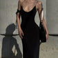 Sexy Cross Backless Dress Women Trend Metal Cube Sleeveless Low-Neck Coquette Midnight Party Club Stretch Vestidos