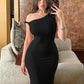 Twisted One Shoulder Split Long Dresses for Women Elegant Sexy Party Dress Summer Clothes Women