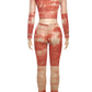 See Through Women 2 Piece Set Sexy Print Coquette Crop Tops+Leggings Stretch Tight Clubwear Matching Summer Outfits