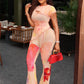 Stylish Floral Print 2-Piece Set Women O-Neck Irregular Hollow Ruffle Split Hem Top+Flare Pants Elegant Vacation Suit