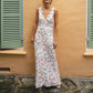 Women Y2k V Neck Maxi Dress Vintage Floral Print Sleeveless Backless Long Dress Bohemian Beach Midi Dress Streetwear