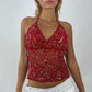 Women Y2K Sequin Cami Top Pearl Rhinestone Sleeveless Tank Top Sparkle Glitter Backless Crop Top Going Out Streetwear