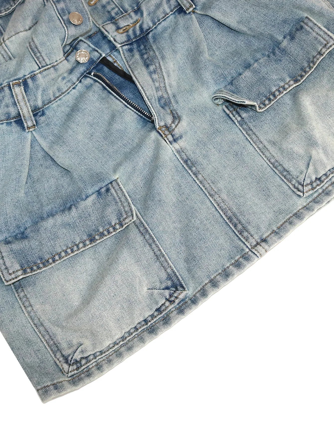 Cowboy 2-Piece Set Women Long Sleeve Single-Breasted Dress+Zipper Metal Trim Leg Sleeve Hottie Fashion Classic Streetwear