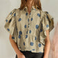 Loose Casual Short Sleeve Button up Shirts V-Neck Polka Dot Print Women's Shirt Korean Style Babydoll Blouse