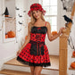 Women German Bavarian Dirndl Costume Polka Dot Beer Maid Mini Dress Ruffled Apron Hat Set German Carnival Party Outfit