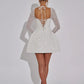 Sequins Long Sleeve Backless Sexy Mini Dress Women Robe Fashion Sparkle Lace-up High Waist A-line Club Dress Vestido