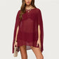 Women Poncho Batwing Sleeve Sheer Tops Solid Color Loose Fit Fall Summer Cover Ups Tops Clubwear for Party