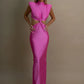 Hollow Out Turtleneck Sexy Maxi Dress For Women Fashion Solid Sleeveless Bodycon Tank Dresses Femme Club Party Dress