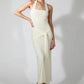 Halter Backless Sexy Maxi Dress Women Elegant Square Collar Sleeveless Ruched Waist Draped Bodycon Club Party Dress