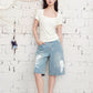 Square Neck Fitted T-Shirt, Ruched Short Sleeve Top