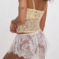 Women’s Solid Color Lace See Through Shorts Casual Elastic Waist Wide Leg Lingerie Shorts Summer Lounge Bottoms