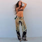 Leopard Floral Print Lace Up Wide Leg Pants Fashion Clothing Trousers for Woman 2026 C78-DZ32
