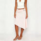 Women Asymmetric Midi Skirt Metal Buckle Ruched Waist Wrap Skirt Irregular Hanky Hem Bodycon Skirt Y2K Party Streetwear