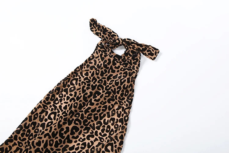 Sexy Leopard Print Romper Women Flocking Backless Tight Bandage Midnight Hipster Street Activity Sleeveless Playsuits