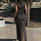 Black and White Polka Dot Print Mesh Sheer Sleeveless Maxi Dress Vintage Summer Dresses 2026 Woman Clothing