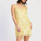 Women Sparkly Sequin Mesh Mini Dress U Neck Tie Back Sleeveless Loose Fit Dress Summer Beach Vacation Party Night Out